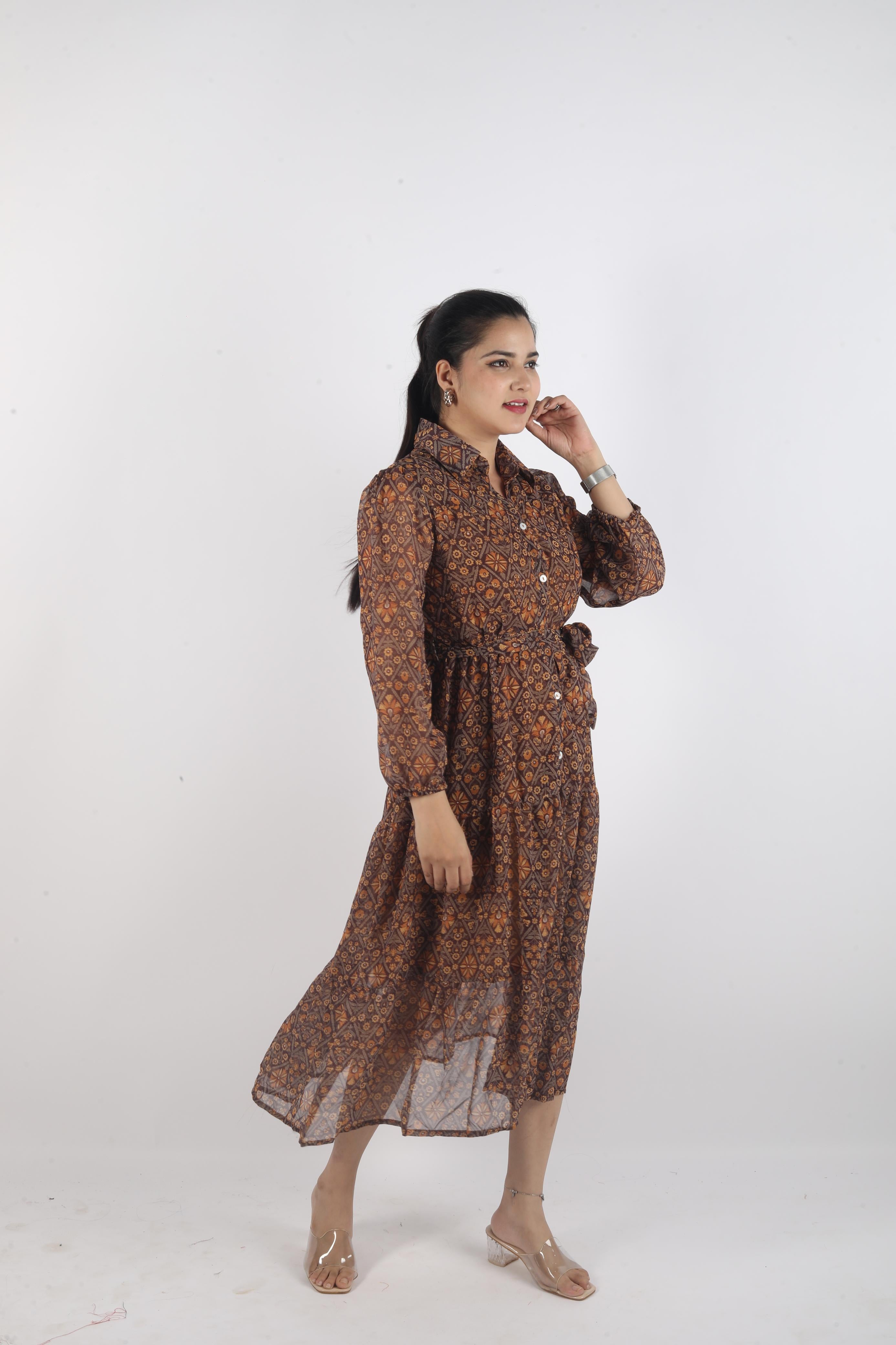Elara Flow – Georgette Luxe Long Dress