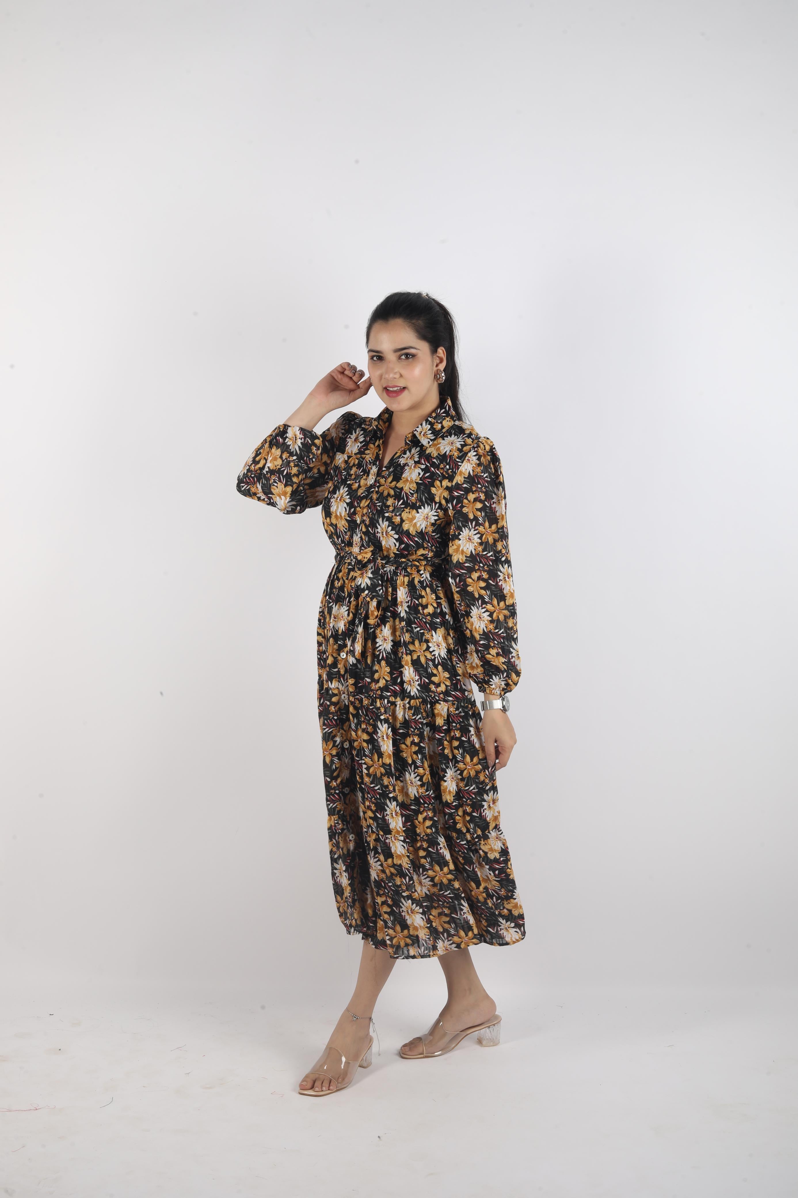 Elara Flow – Georgette Luxe Long Dress