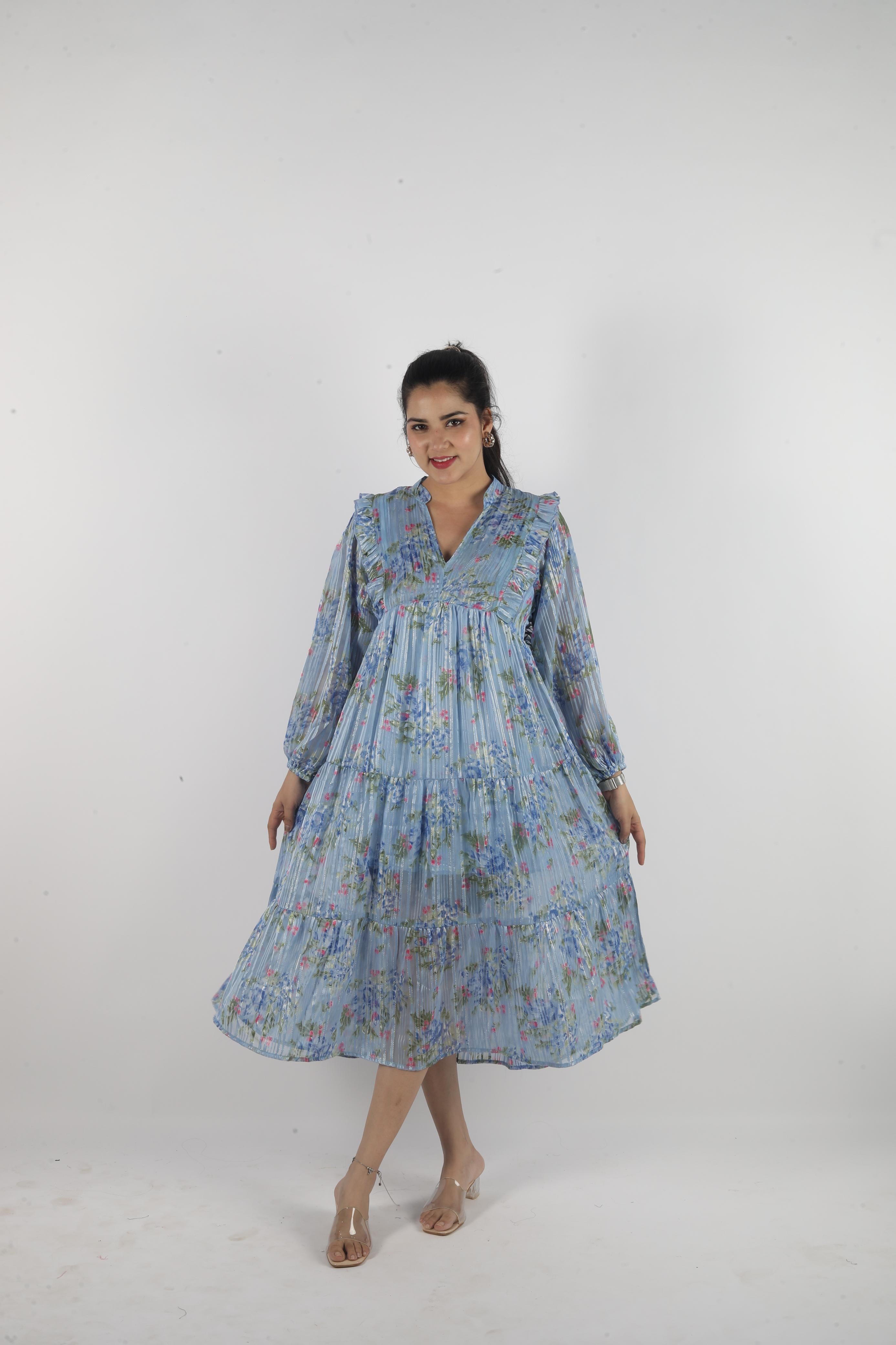 Elara Luxe – Georgette Long Dress