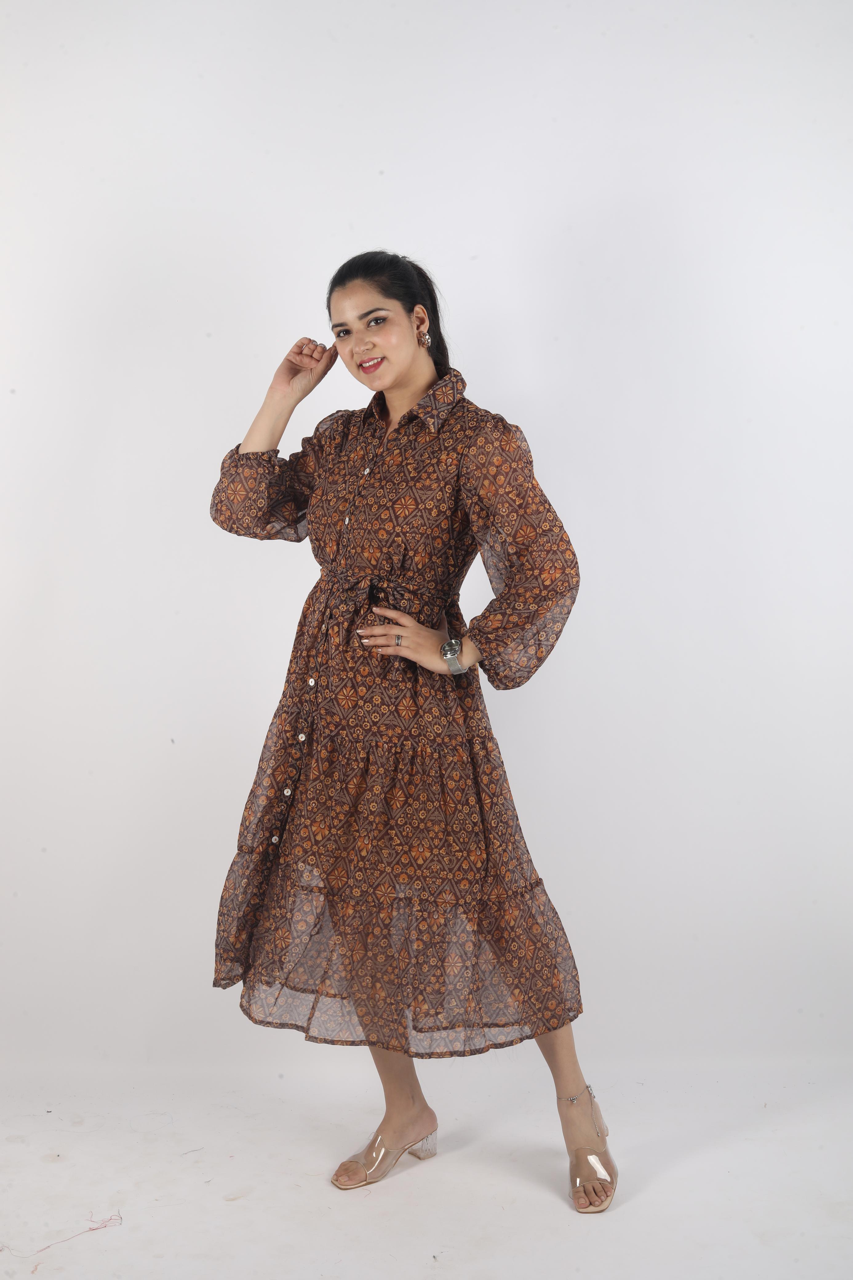 Elara Flow – Georgette Luxe Long Dress