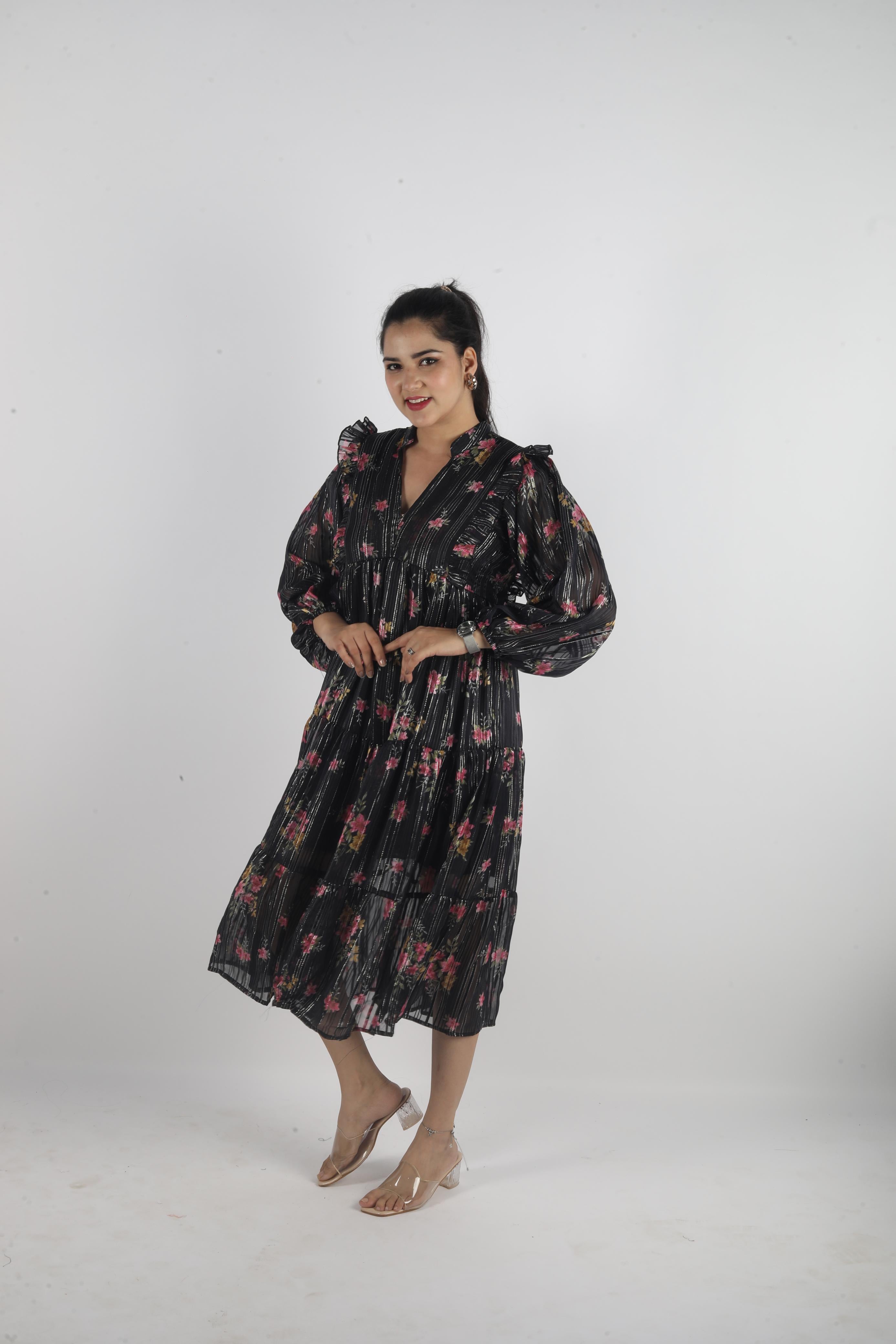 Elara Luxe – Georgette Long Dress