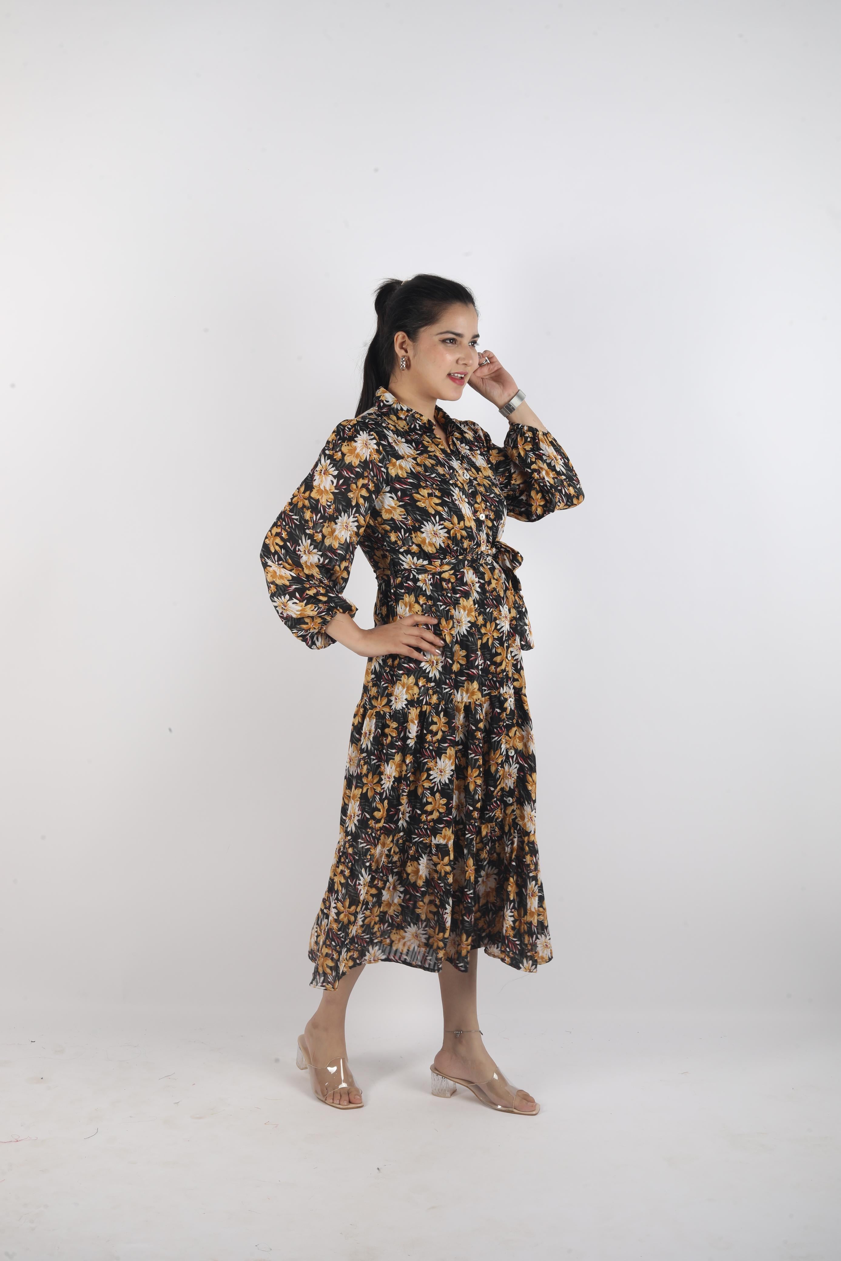 Elara Flow – Georgette Luxe Long Dress