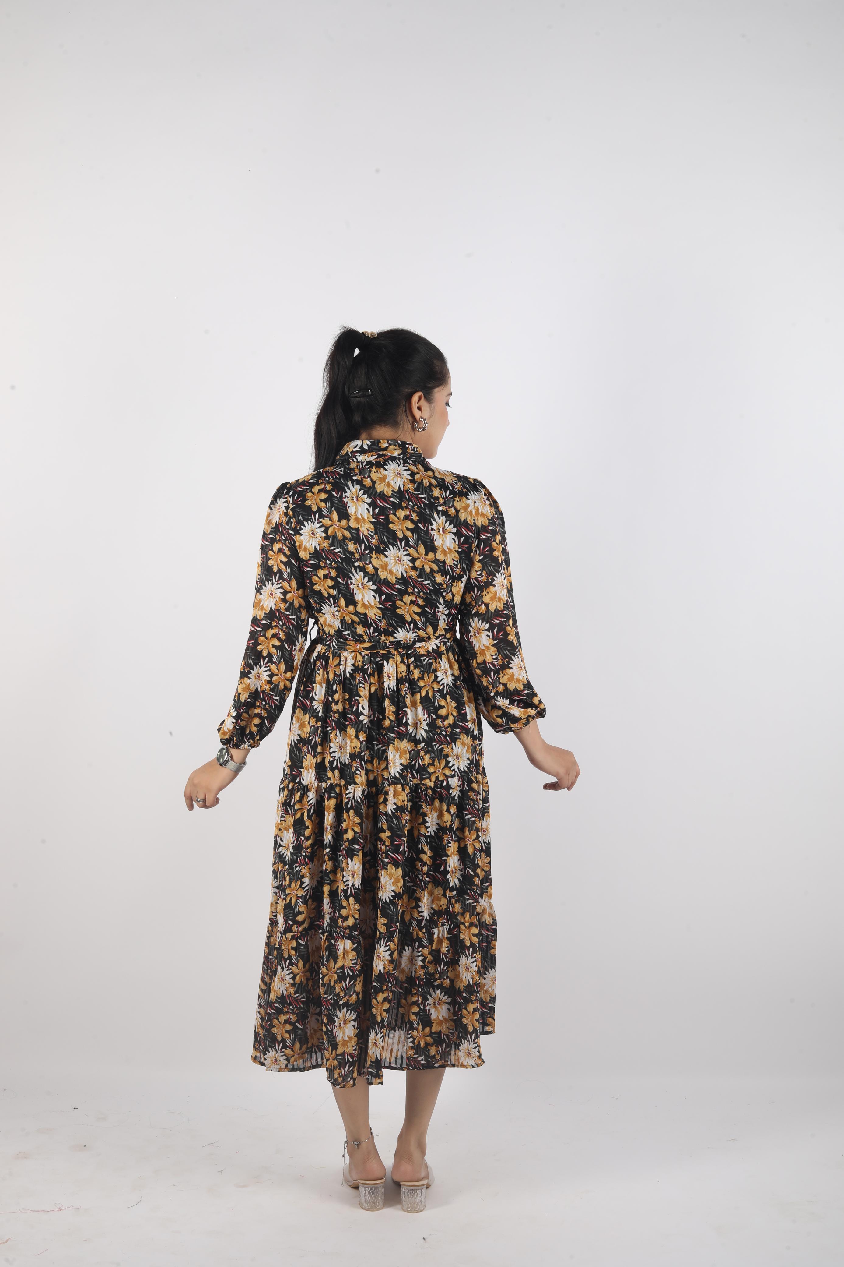 Elara Flow – Georgette Luxe Long Dress