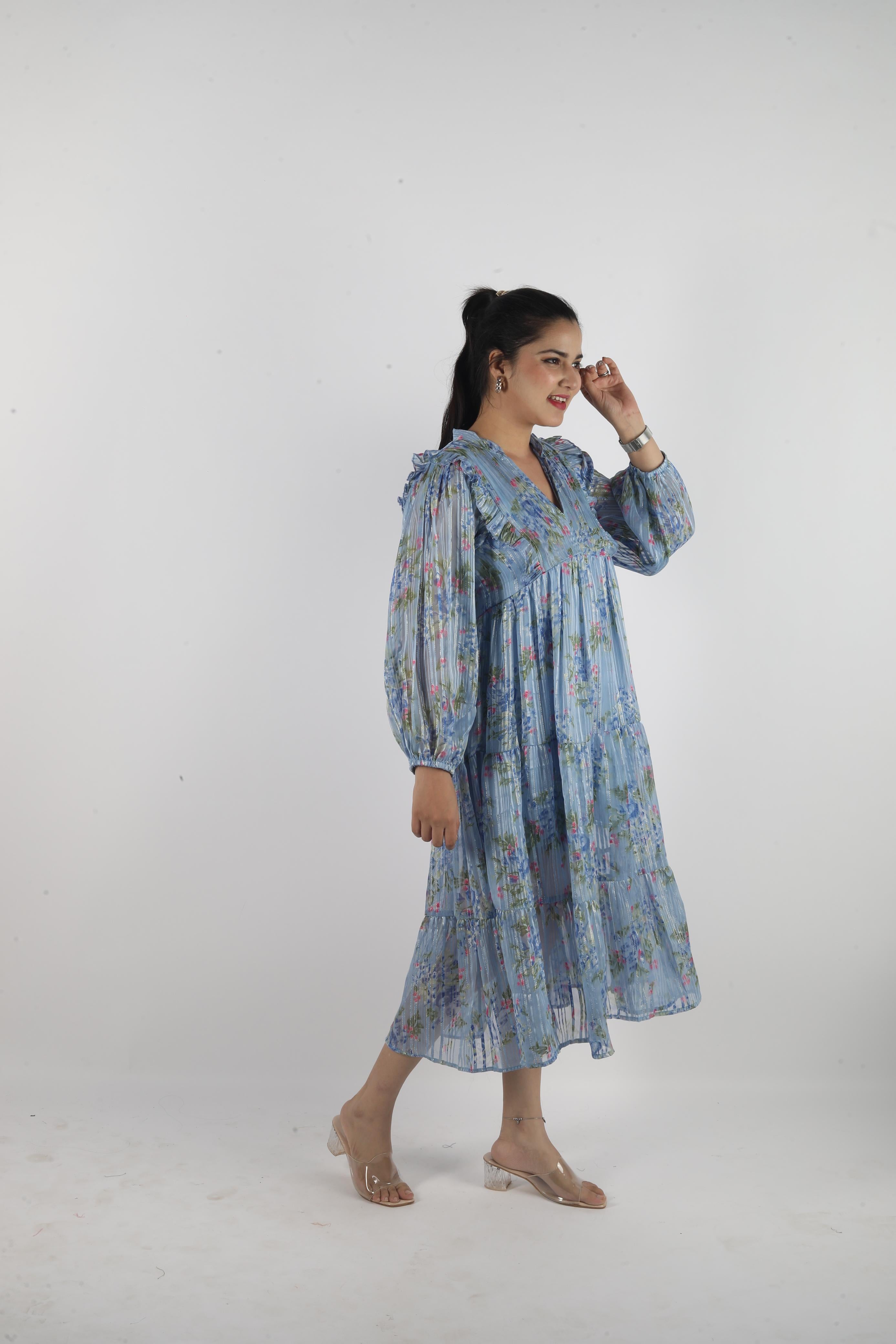 Elara Luxe – Georgette Long Dress