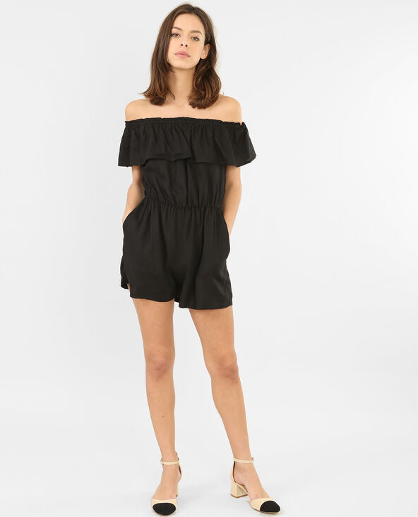 Bardot neck playsuit - Black