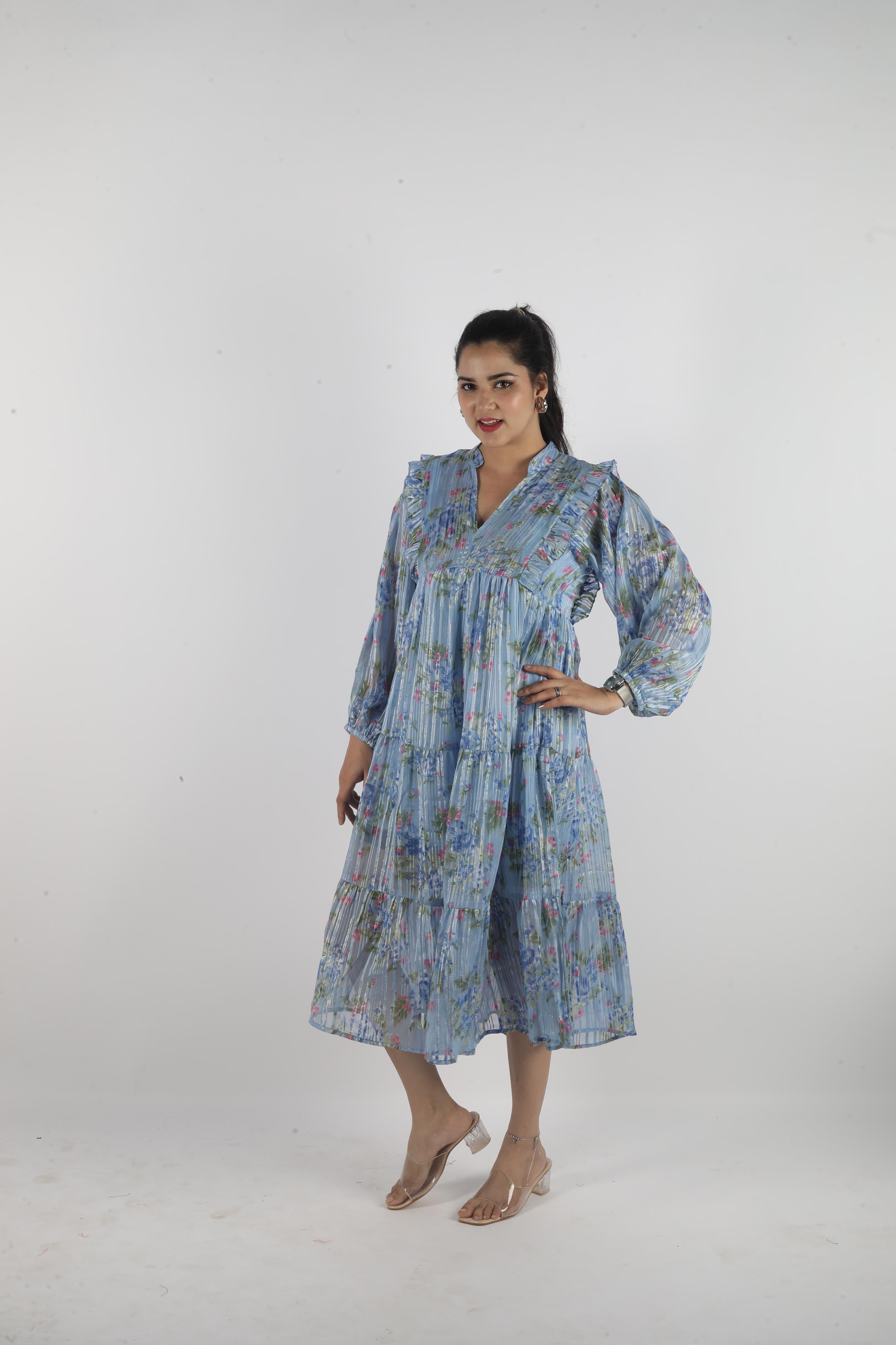 Elara Luxe – Georgette Long Dress