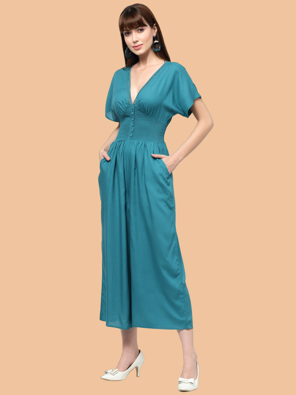 Flawless Women Thrive Teal Jumpsuit | JASMINE