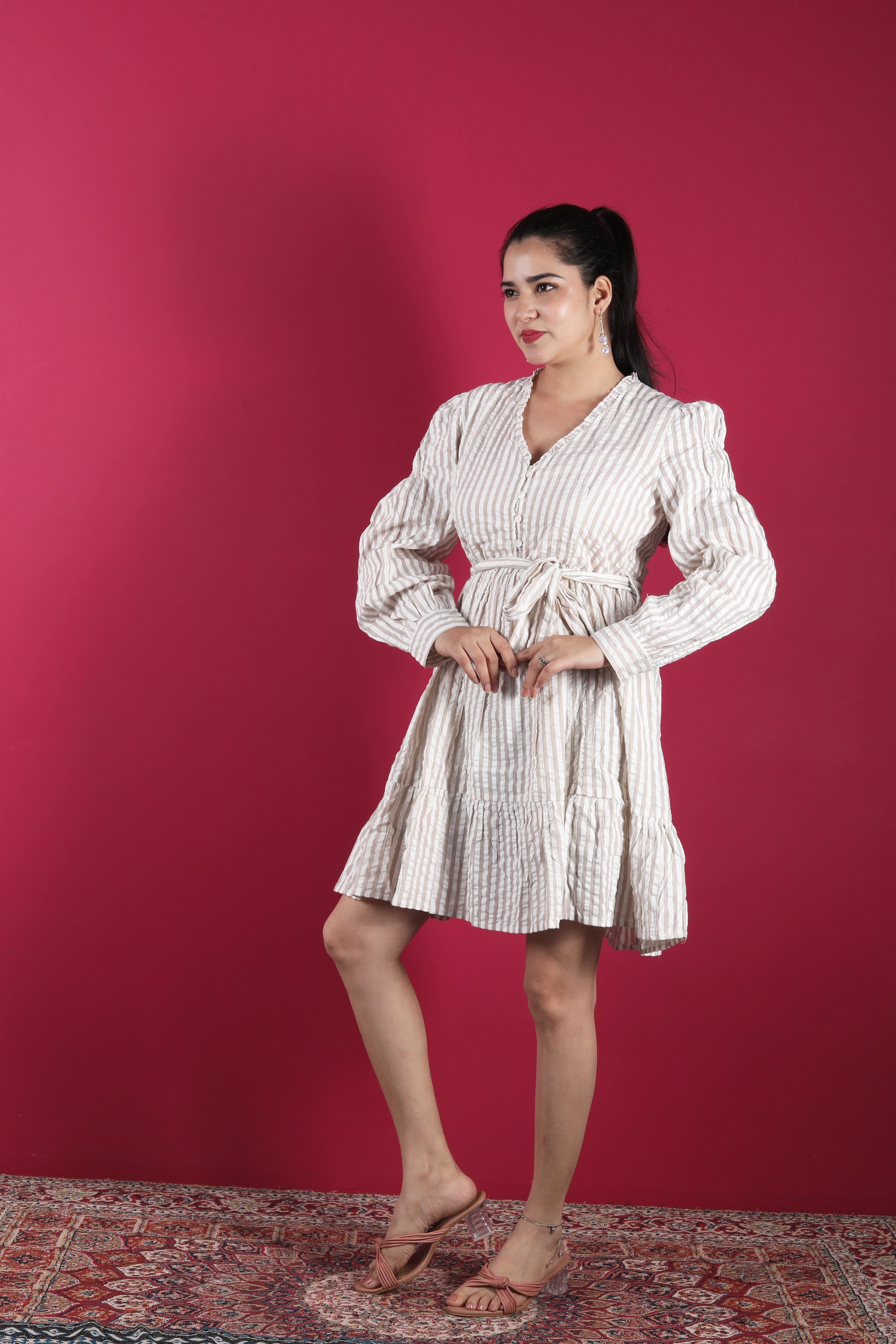 The Isabella Full-Sleeve Knee-Length Dress