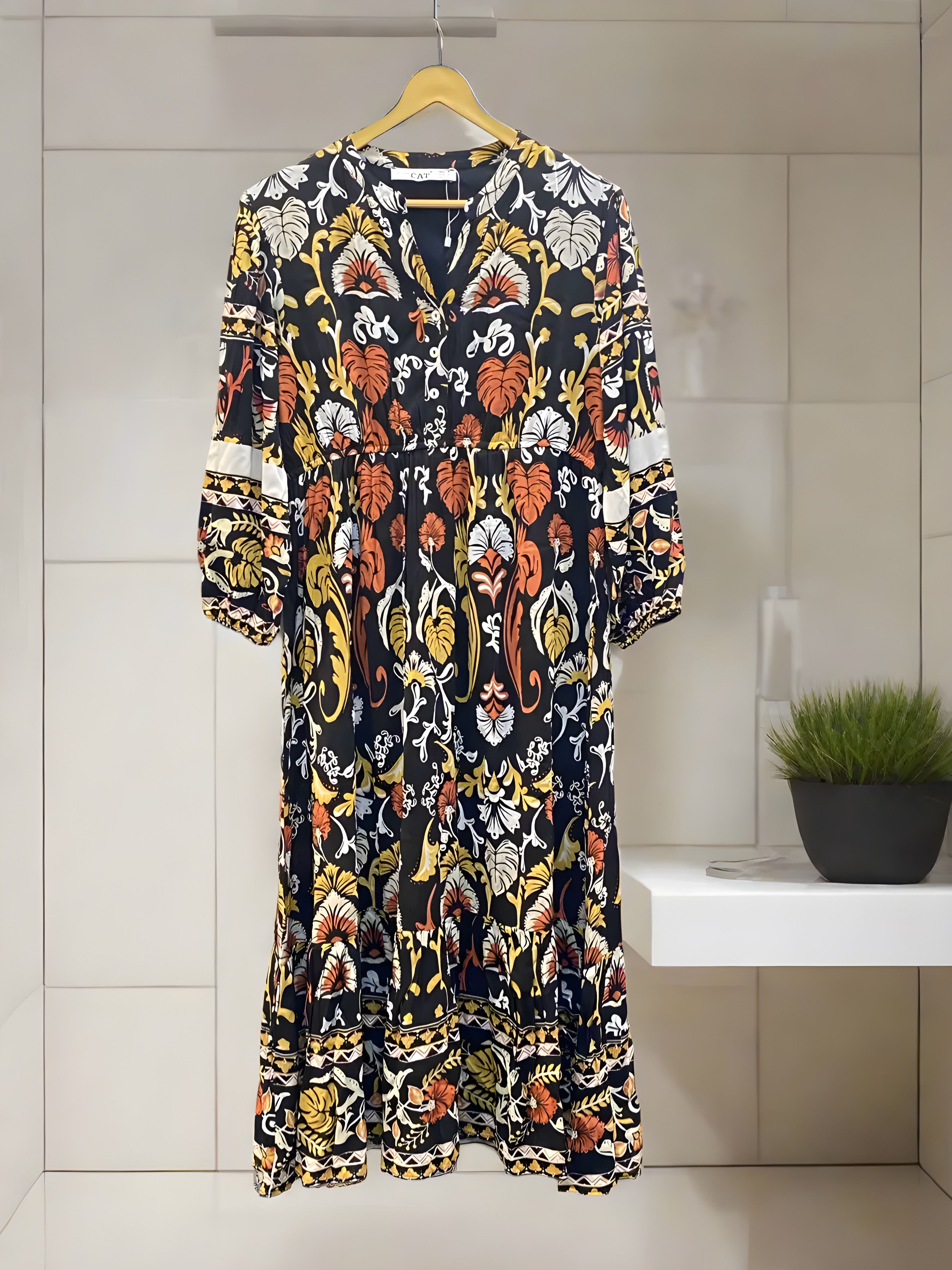 Multi print, long dress