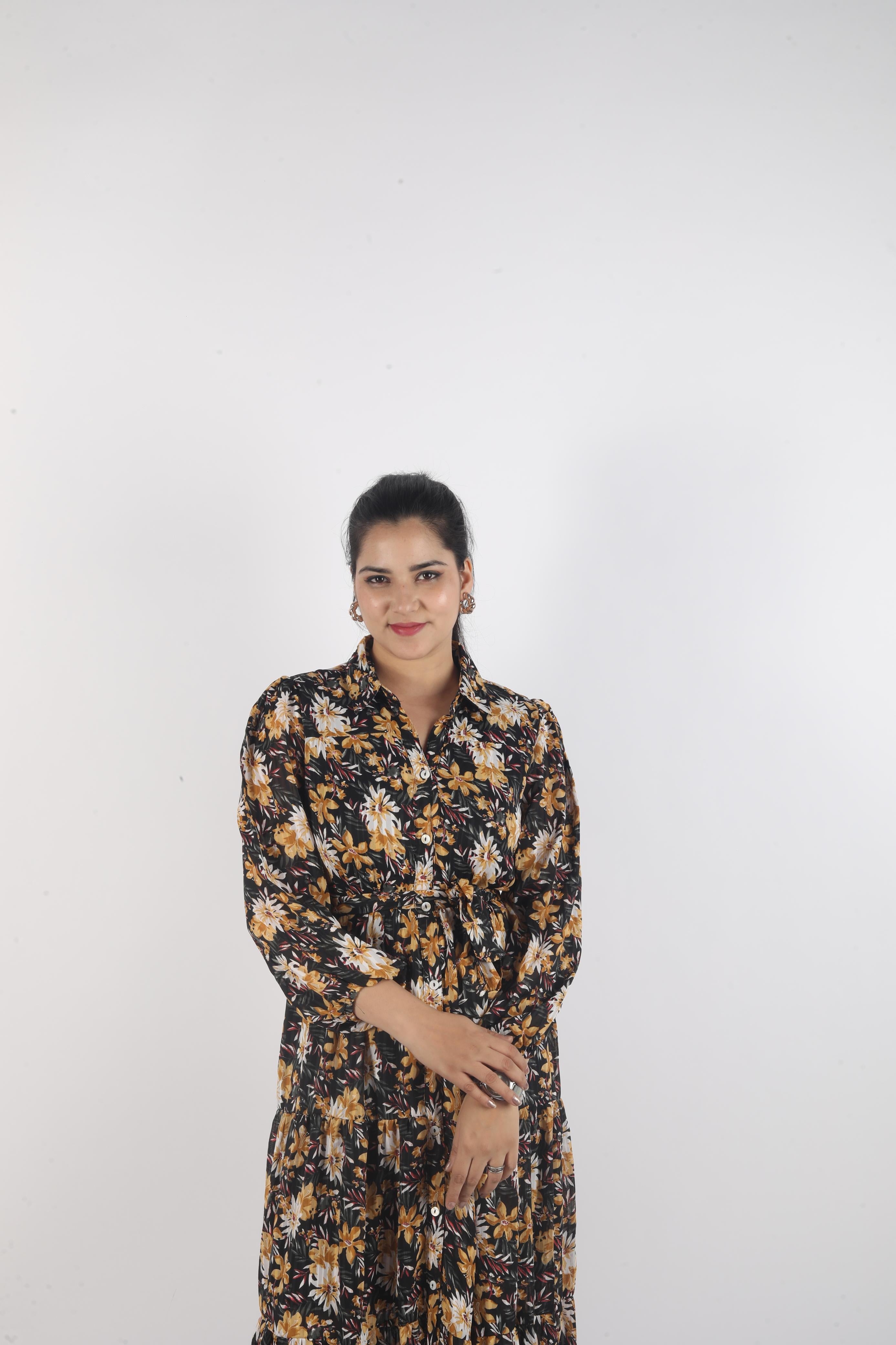 Elara Flow – Georgette Luxe Long Dress