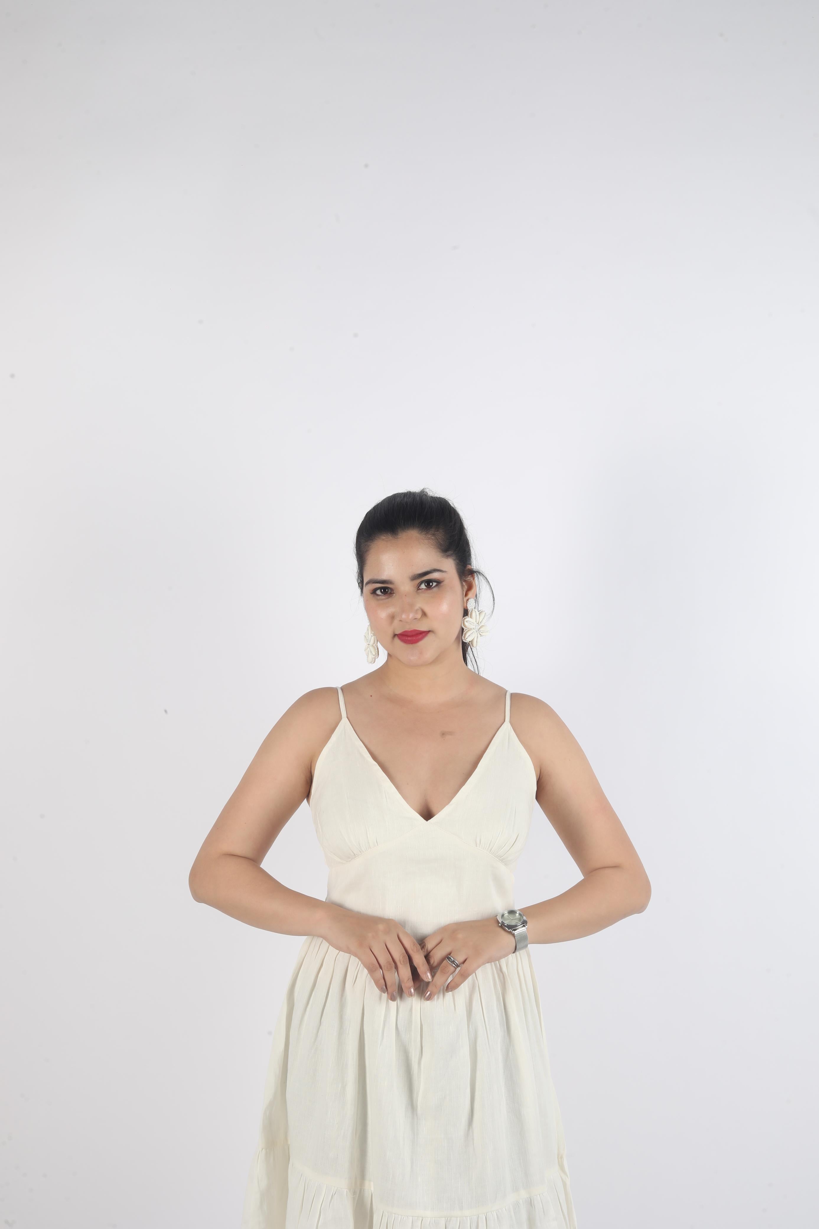 Sleeveless Plain Dress White