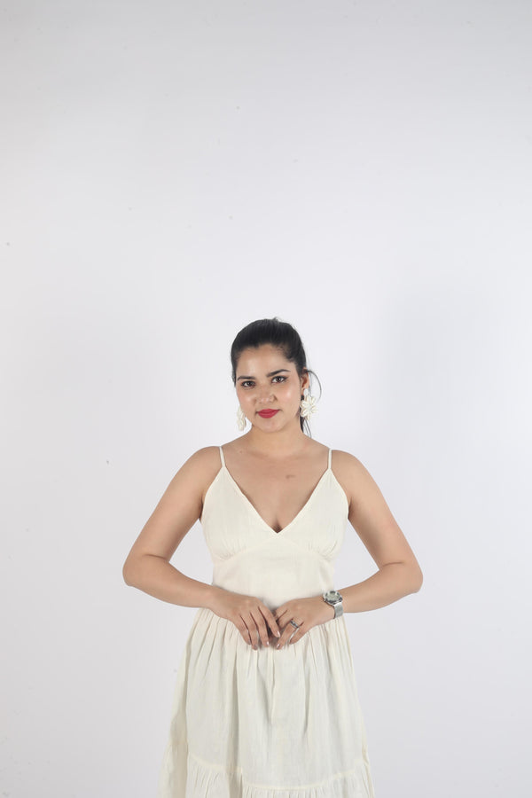Sleeveless Plain Dress White