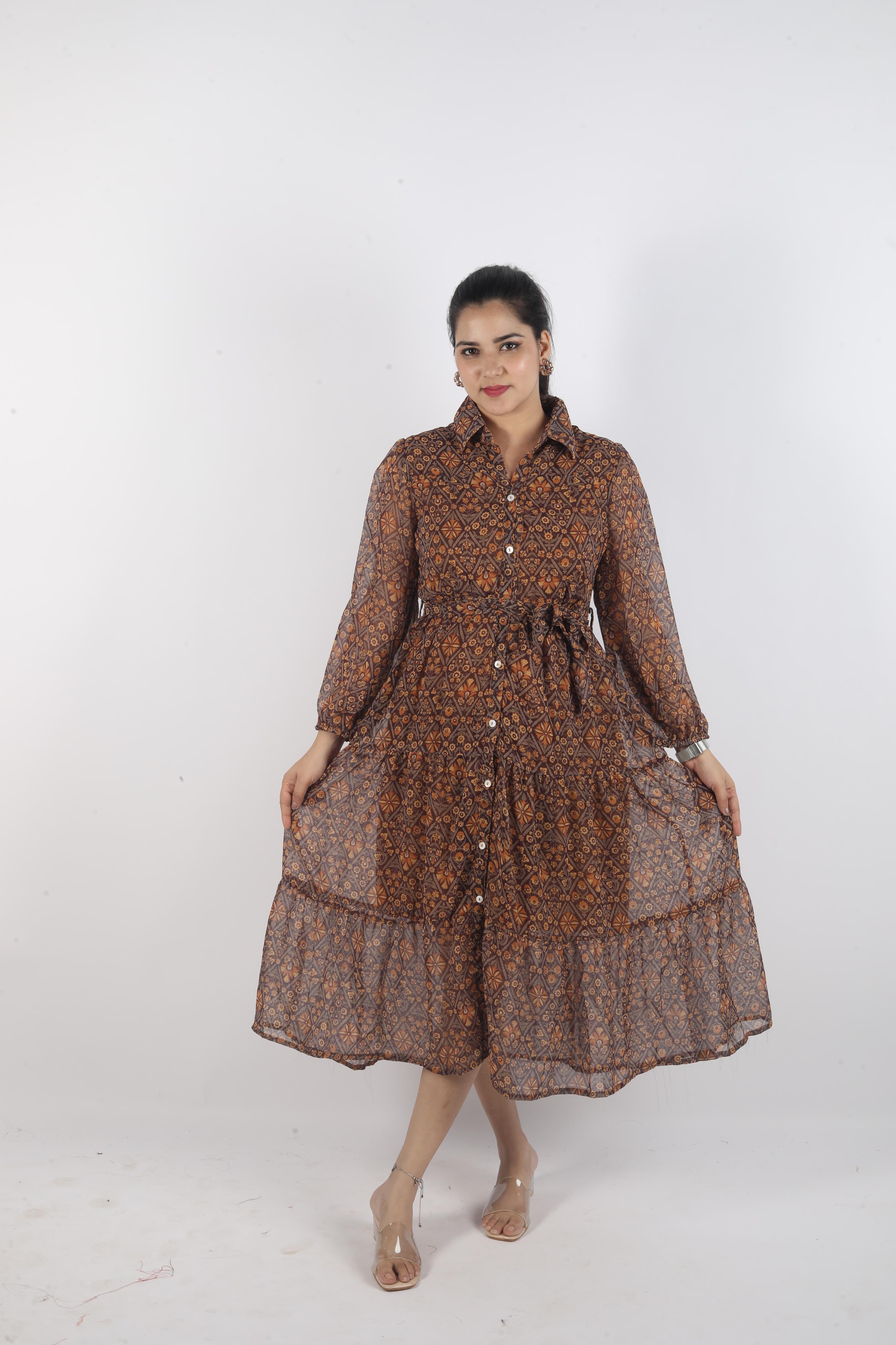 Elara Flow – Georgette Luxe Long Dress
