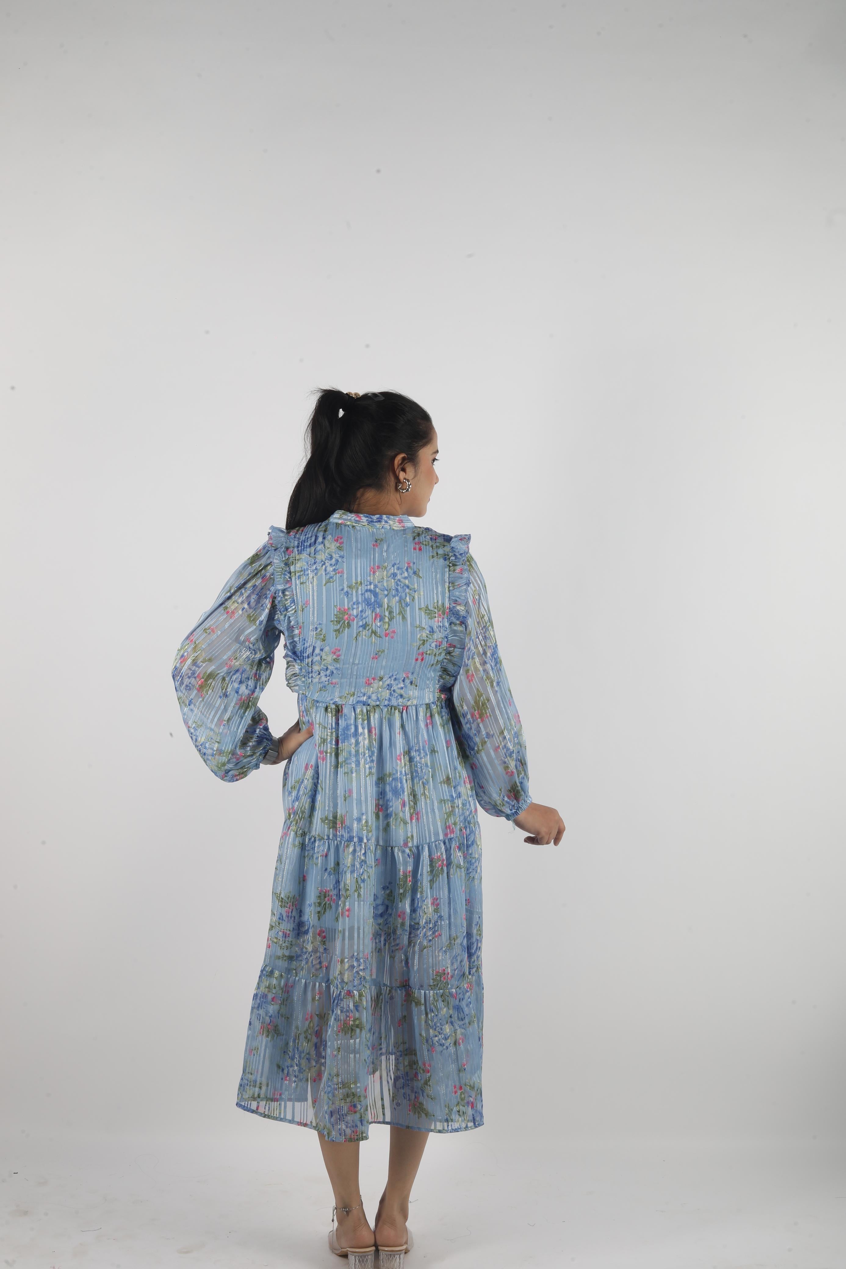 Elara Luxe – Georgette Long Dress