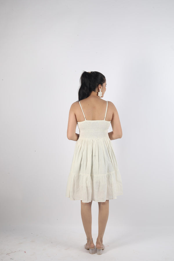 Sleeveless Plain Dress White