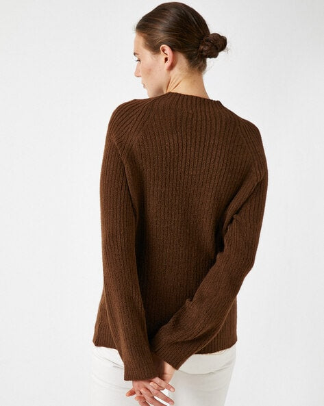 Ribbed High-Neck Pullover