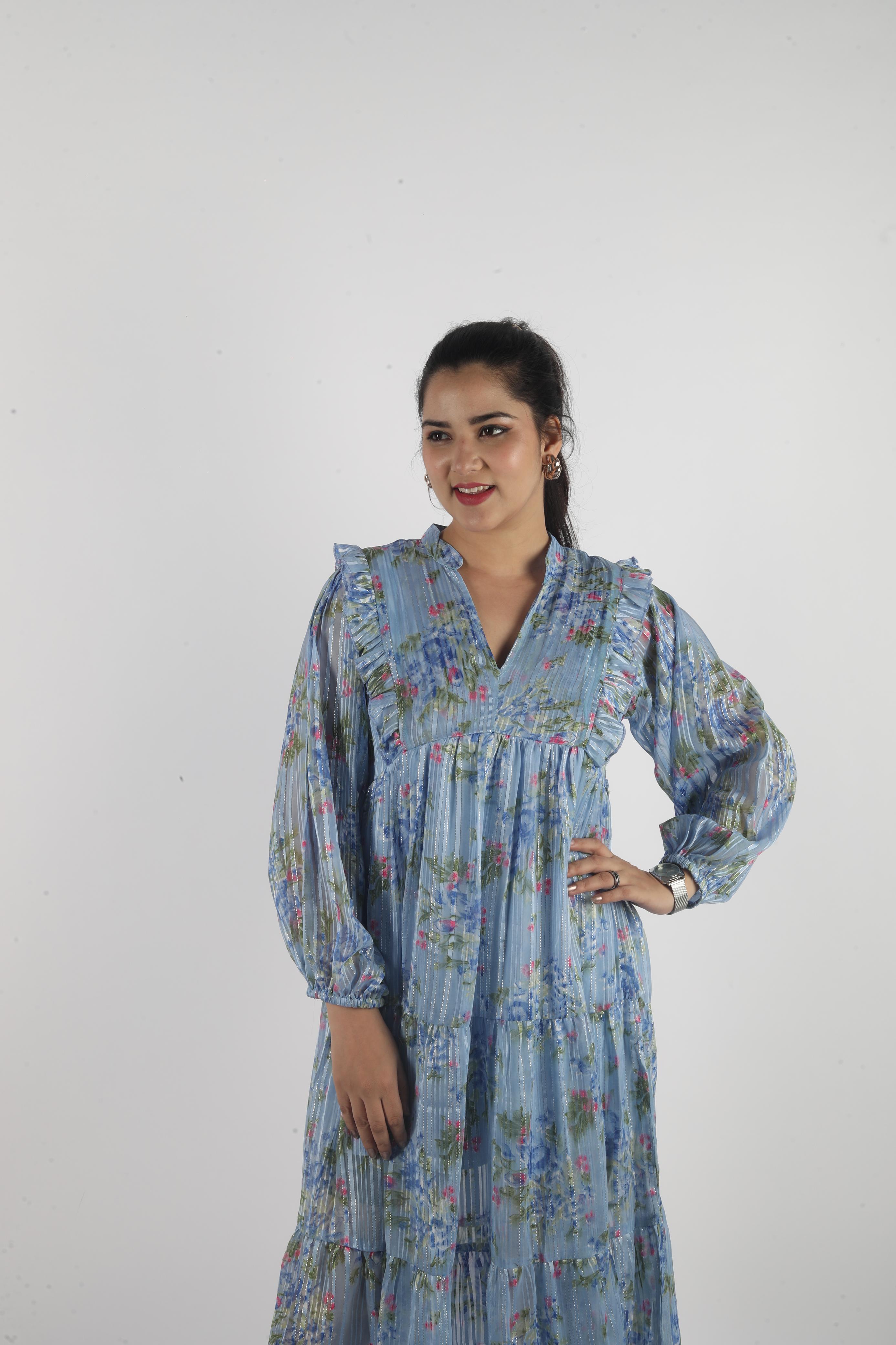 Elara Luxe – Georgette Long Dress