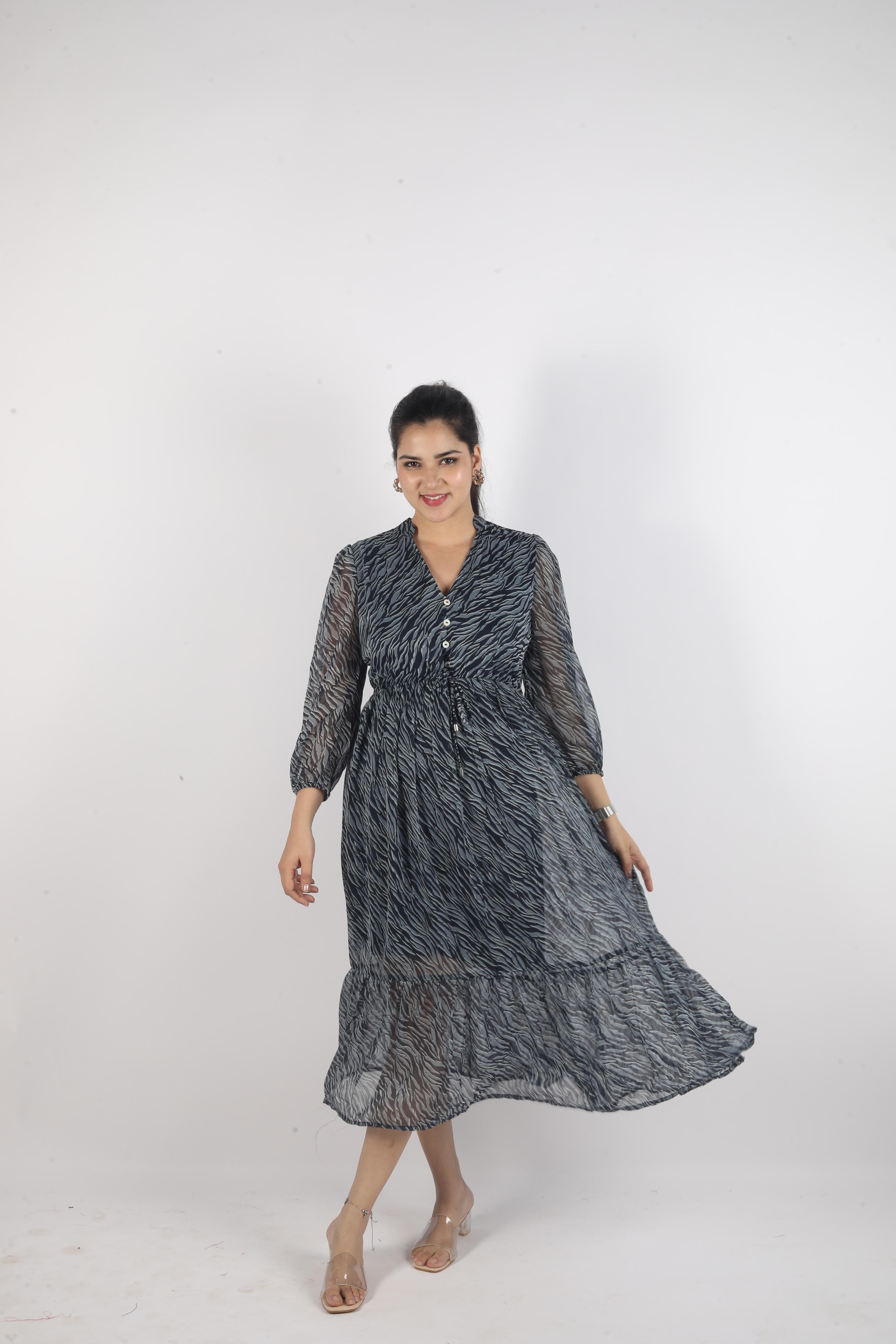 Elara Flow – Georgette Luxe Long Dress